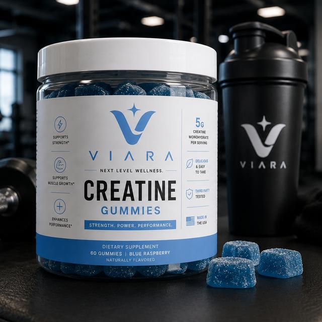 Viara Creatine Gummies — 5g Creatine Monohydrate, Blue Raspberry