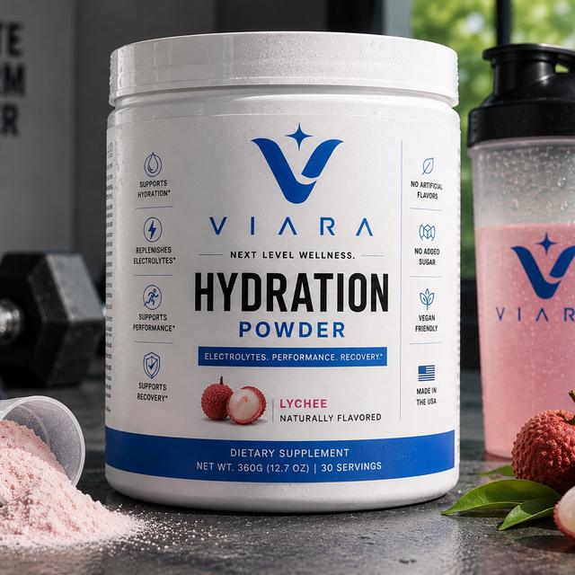 Viara Hydration Powder — Electrolytes & Recovery, Lychee